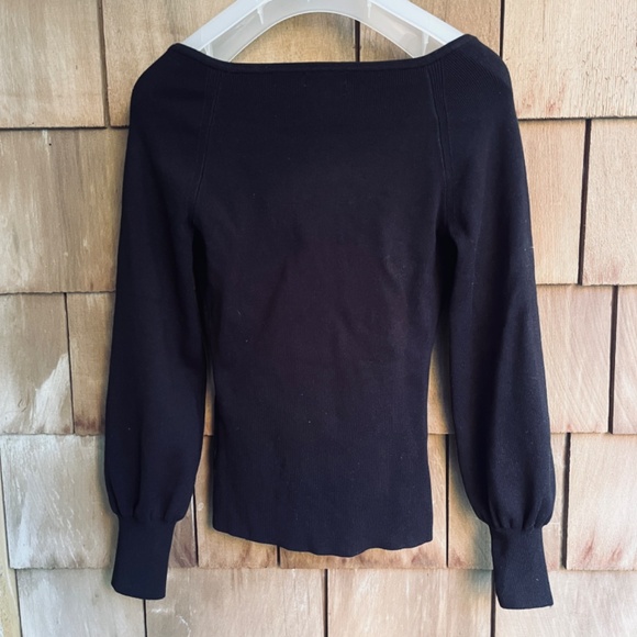Signature Reitmans Viscous Blend Black Deep Neckline Fitted Pullover Sweater SP - Picture 7 of 12